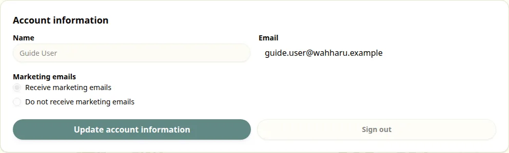Review-only items and actions in account information