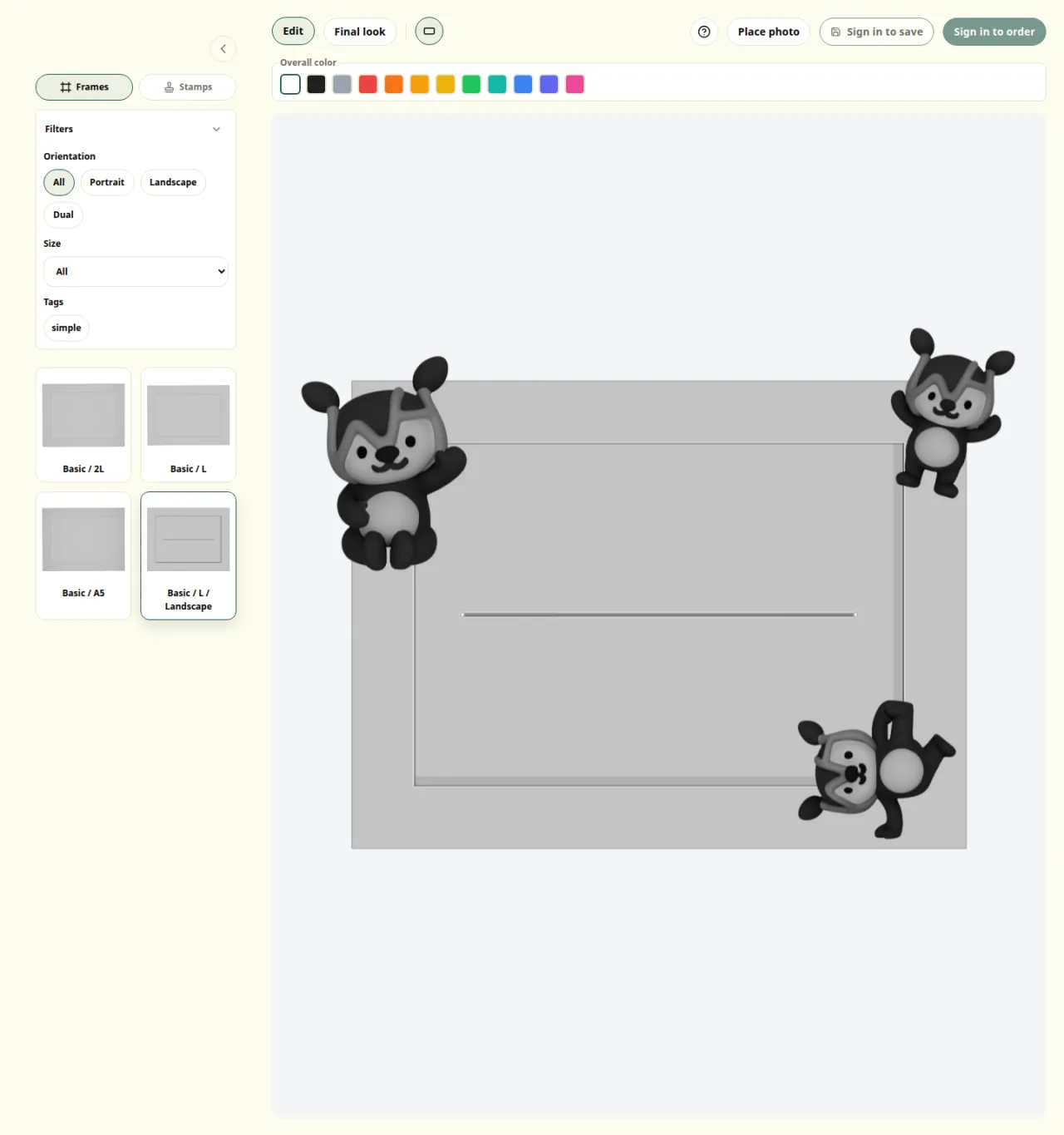 The first step of choosing one frame